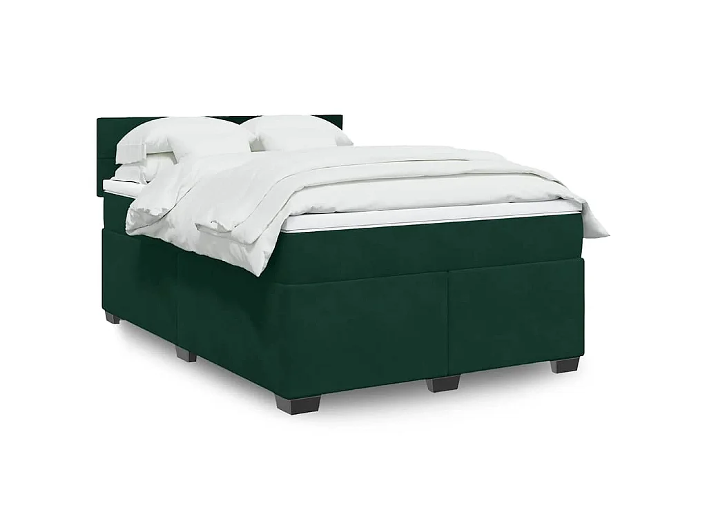 Sommier à lattes de lit et matelas Vert foncé 160x200cm Velours