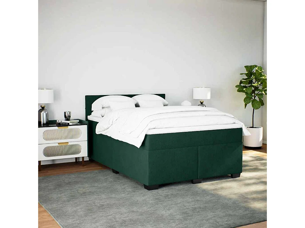 Sommier à lattes de lit et matelas Vert foncé 160x200cm Velours
