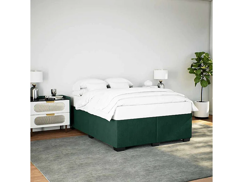 Cadre de lit sans matelas vert foncé 140x200 cm velours