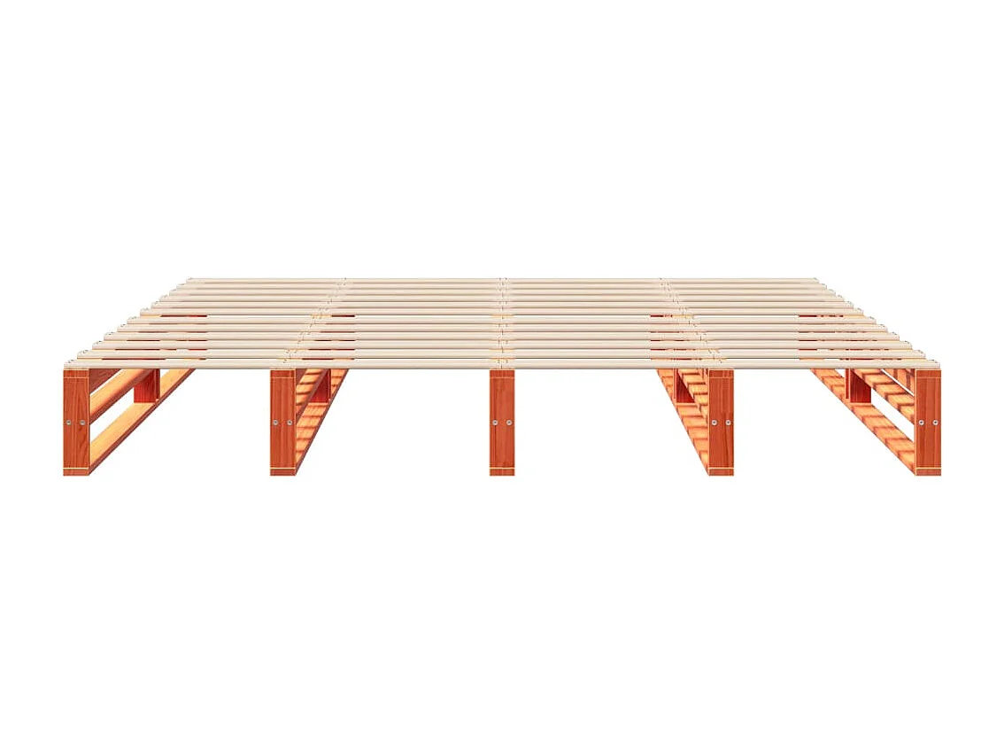 Cadre de lit sans matelas cire marron 200x200cm bois pin massif