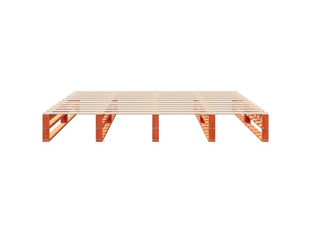Cama sin colchón madera maciza de pino marrón cera 200x200 cm