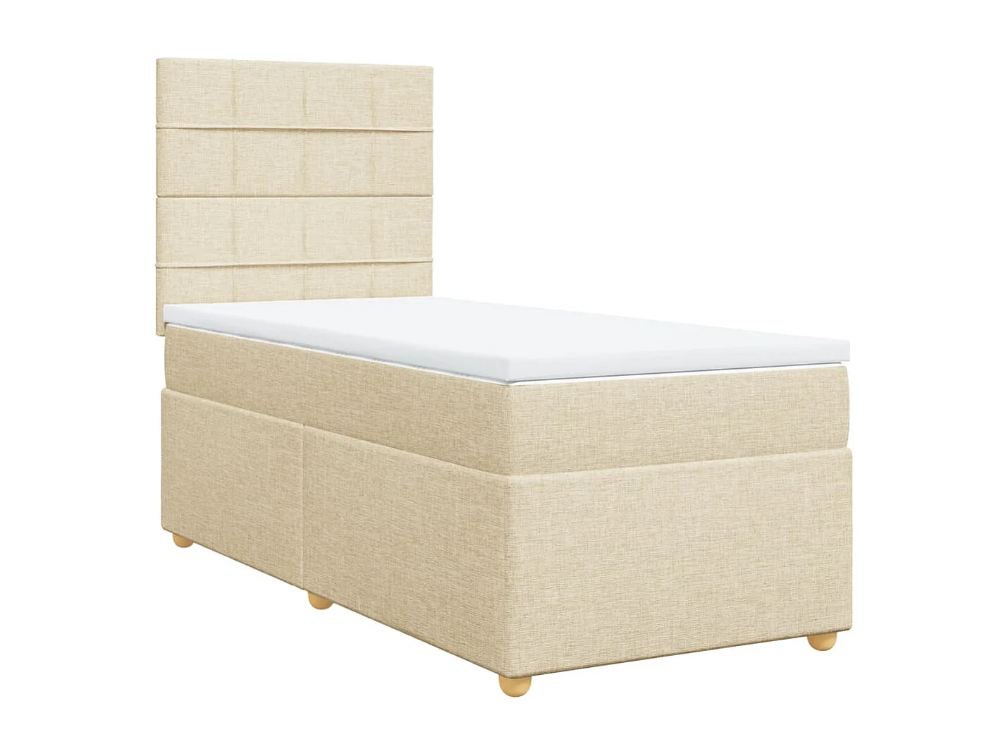 Cama box spring con colchón tela color crema 80x200 cm