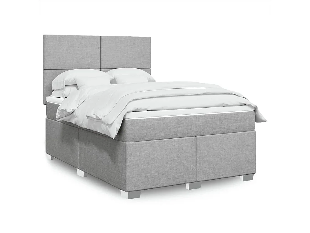 Giroletto a Molle con Materasso Grigio Chiaro 160x200cm Tessuto