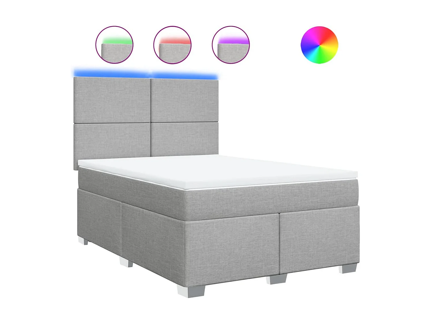 Sommier à lattes de lit avec matelas Gris clair 160x200cm Tissu