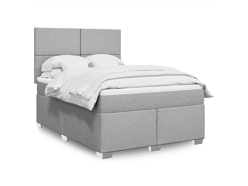 Sommier à lattes de lit avec matelas Gris clair 160x200cm Tissu