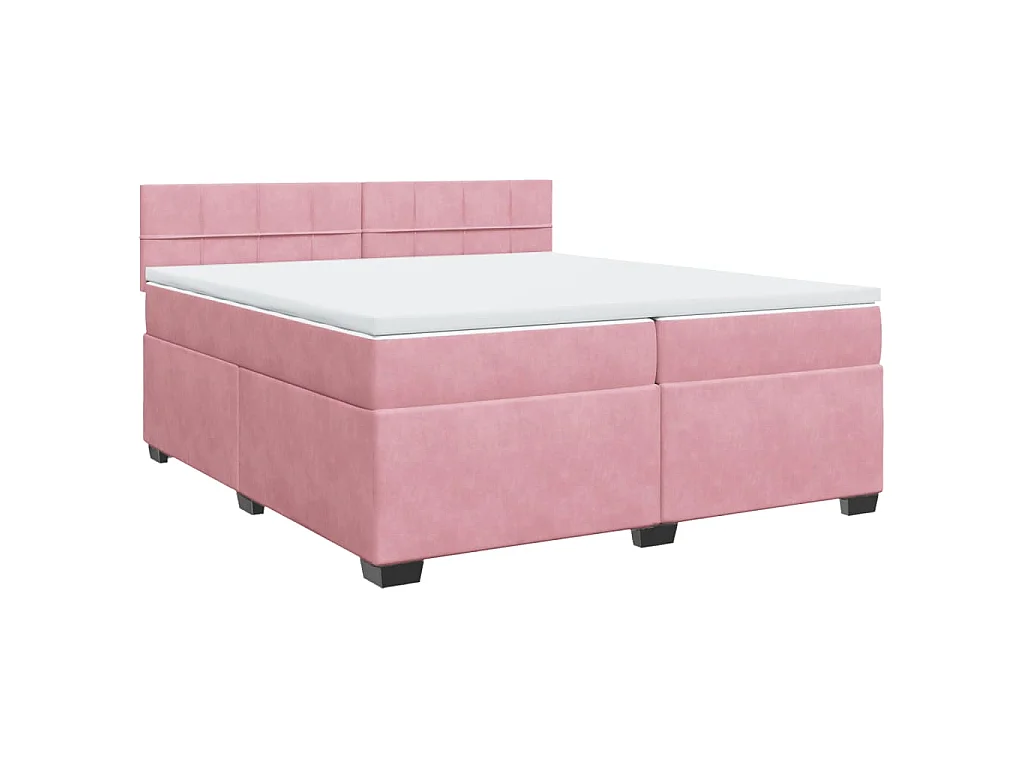 Cama box spring con colchón terciopelo rosa 200x200 cm