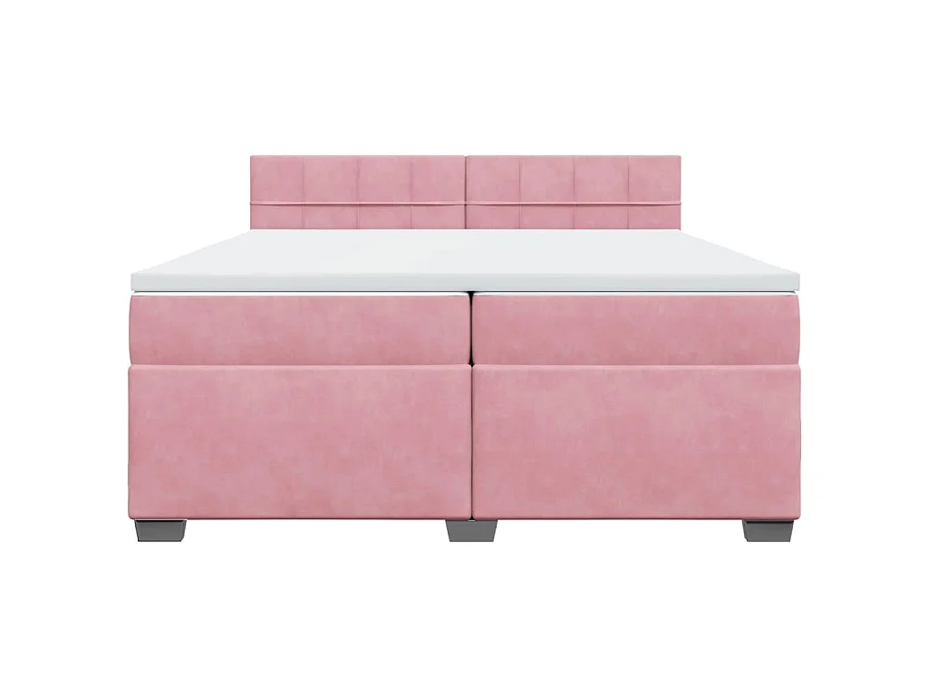 Cama box spring con colchón terciopelo rosa 200x200 cm
