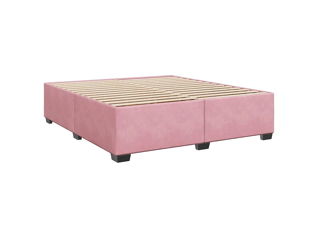 Cama box spring con colchón terciopelo rosa 200x200 cm