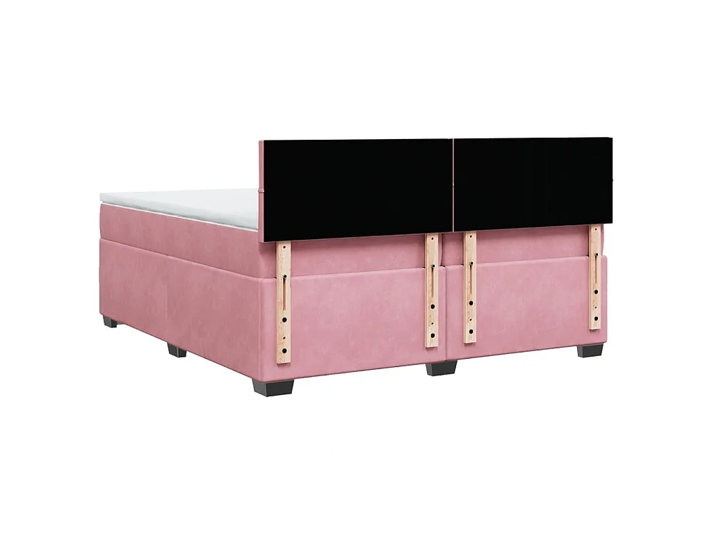 Cama box spring con colchón terciopelo rosa 200x200 cm