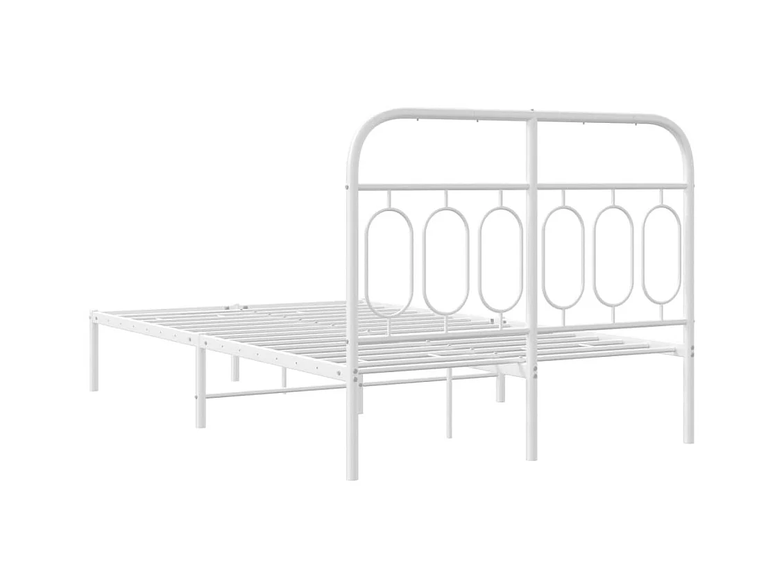Bedframe met hoofdbord metaal wit 120x200 cm