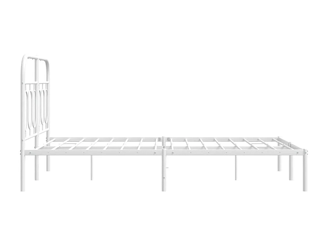 Cadre de lit métal sans matelas et tête de lit blanc 120x200 cm