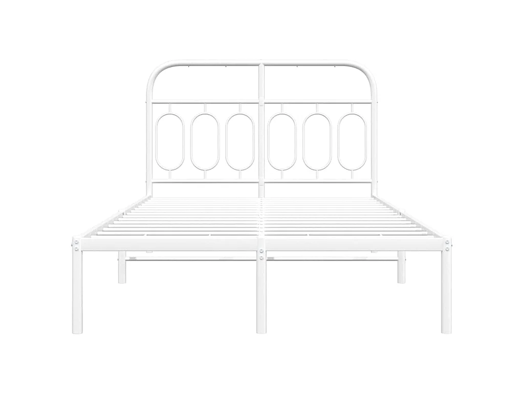 Cadre de lit métal sans matelas et tête de lit blanc 120x200 cm