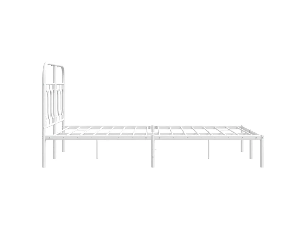 Cadre de lit métal sans matelas et tête de lit blanc 120x200 cm