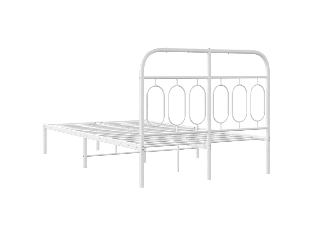 Cadre de lit métal sans matelas et tête de lit blanc 120x200 cm