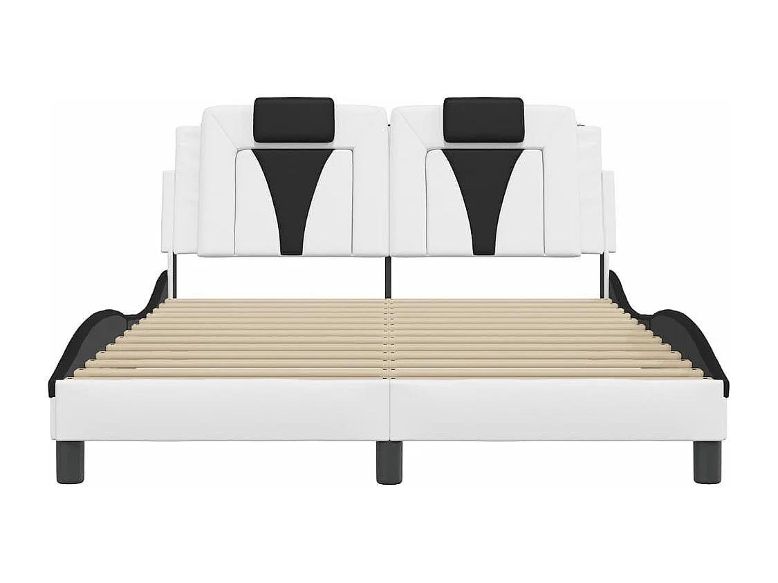 Cadre de lit avec LED sans matelas blanc et noir 140x190 cm