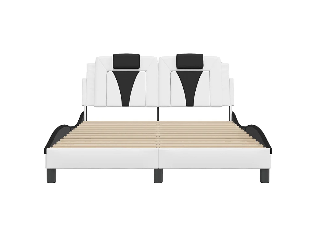Bedframe "Viana" met LED zonder matras wit en zwart 140x190 cm