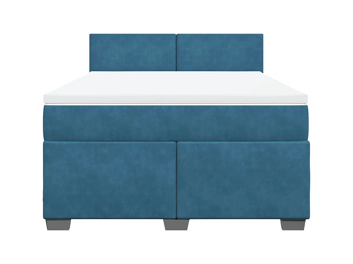 Boxspring met matras fluweel donkerblauw 140x200 cm