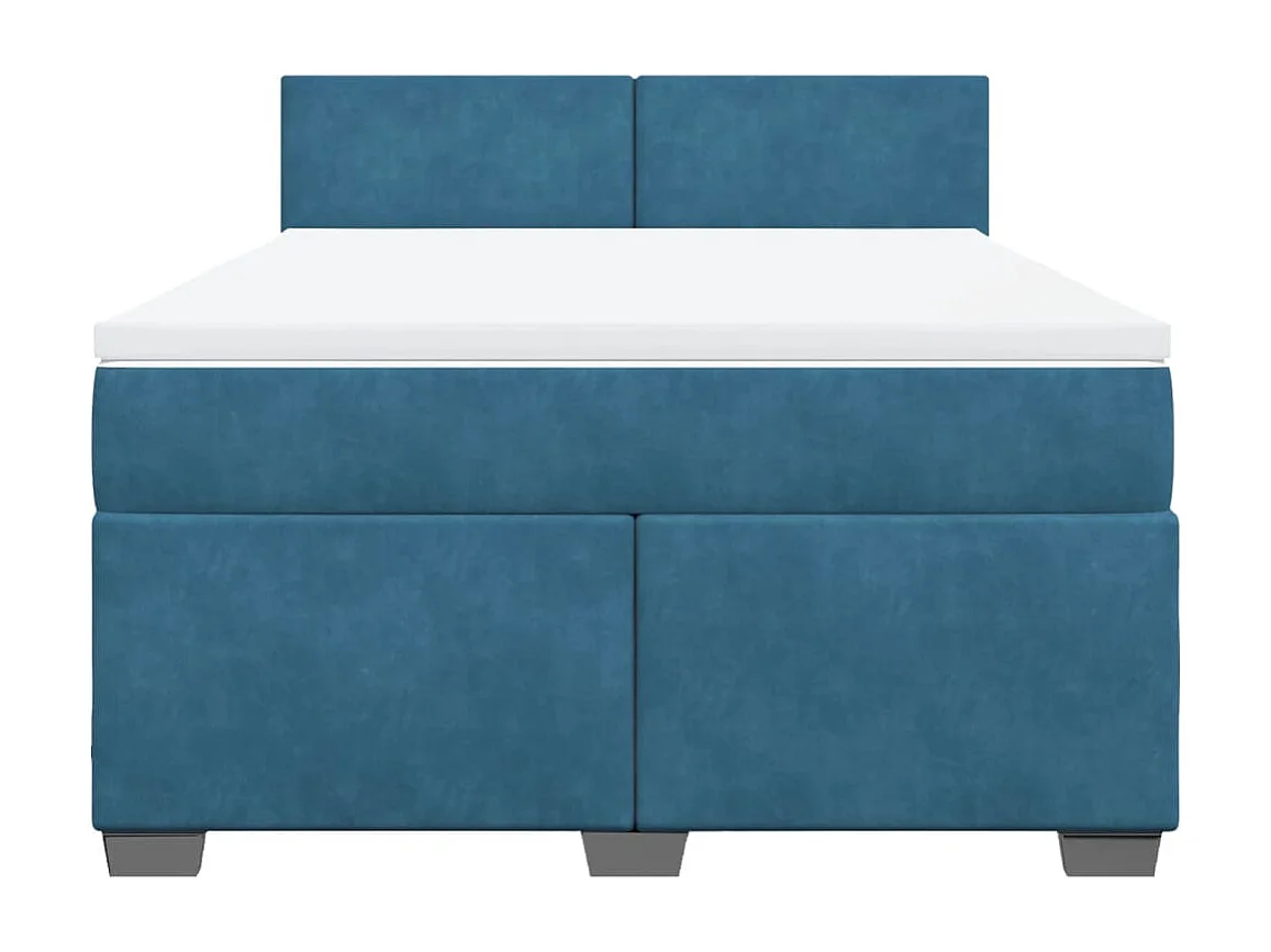 Cama com molas/colchão 140x200 cm veludo azul-escuro