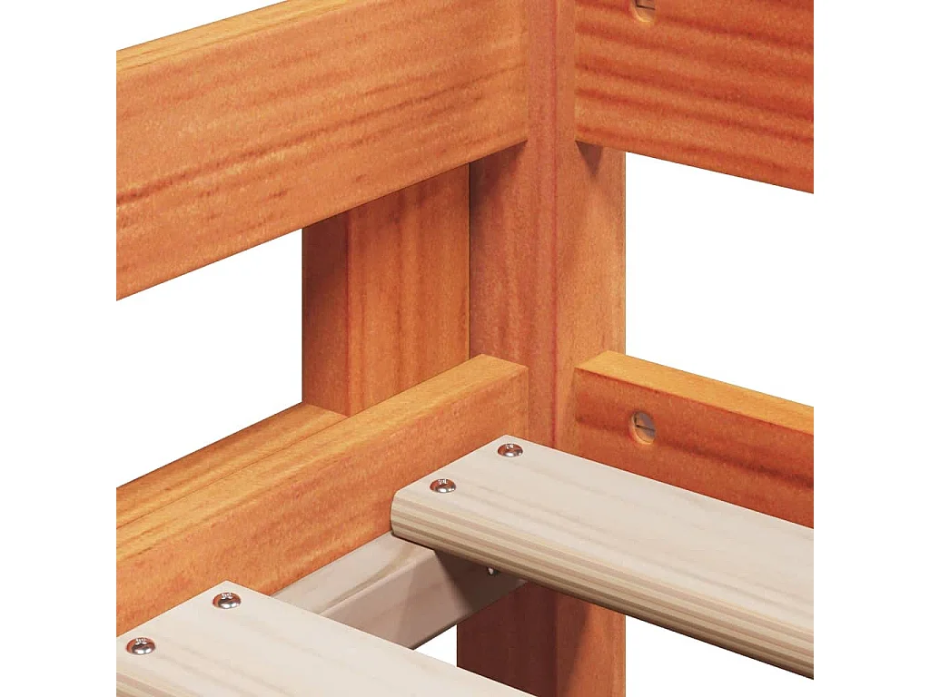 Lit haut sans matelas cire marron 80x200 cm bois de pin massif