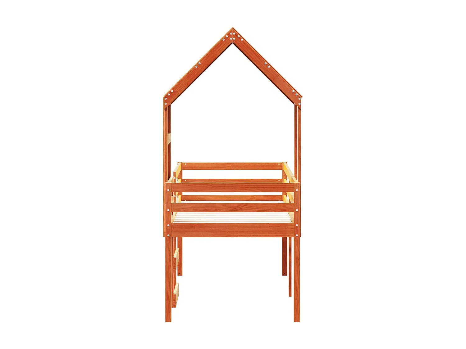 Hochbett mit Dach Wachsbraun 80x200 cm Massivholz Kiefer