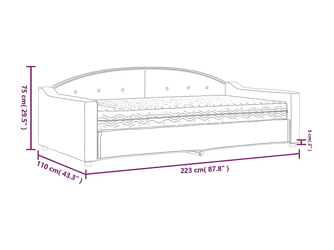 Slaapbank met matras 100x200 cm stof donkergrijs