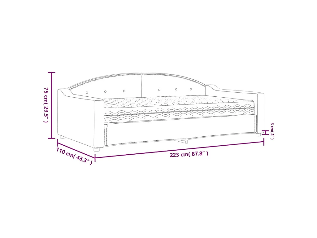 Slaapbank met matras 100x200 cm stof donkergrijs