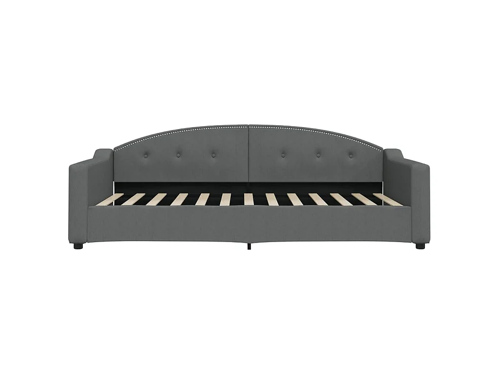 Lit de jour avec matelas gris foncé 100x200 cm tissu