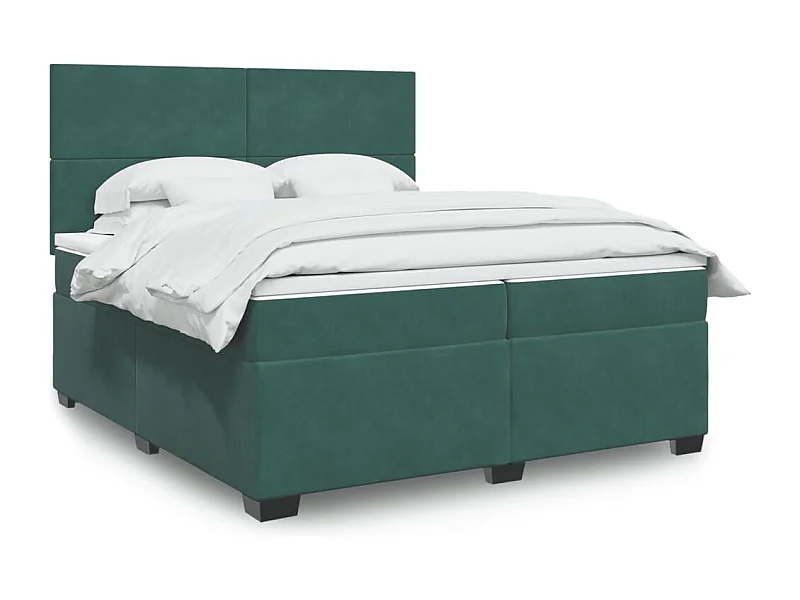 Cama box spring con colchón terciopelo verde oscuro 200x200 cm