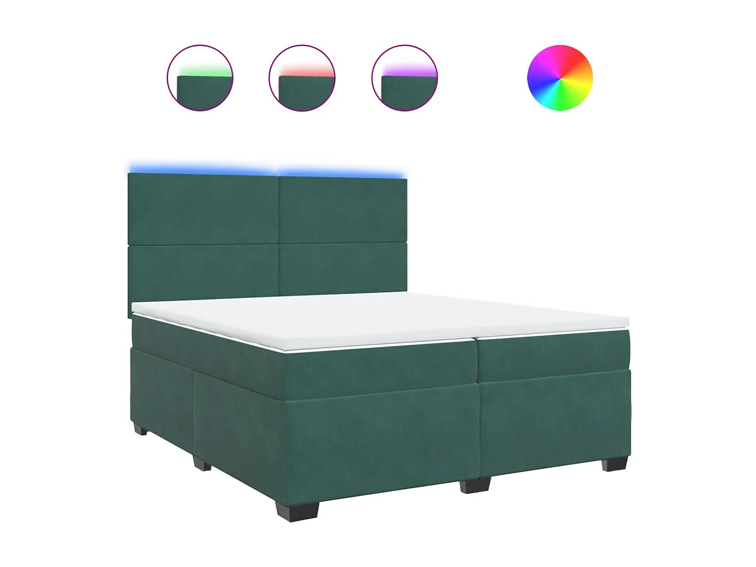 Cama box spring con colchón terciopelo verde oscuro 200x200 cm