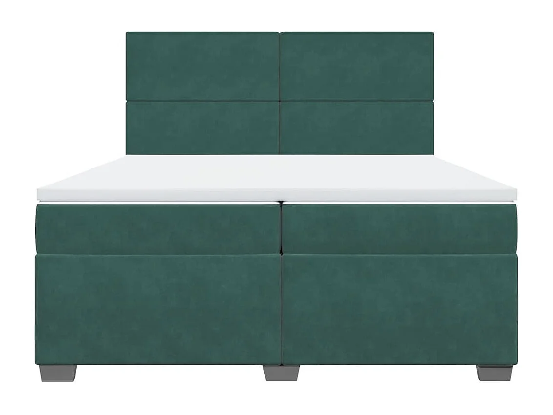 Cama box spring con colchón terciopelo verde oscuro 200x200 cm
