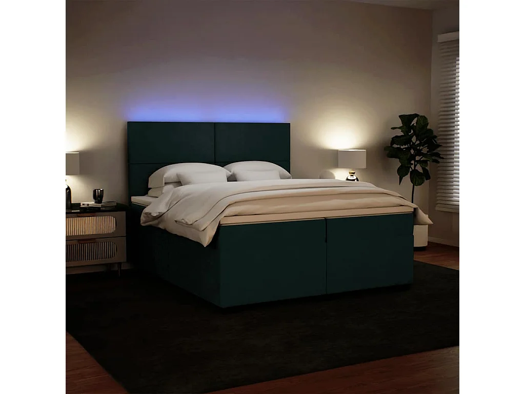 Boxspring met matras fluweel donkergroen 200x200 cm