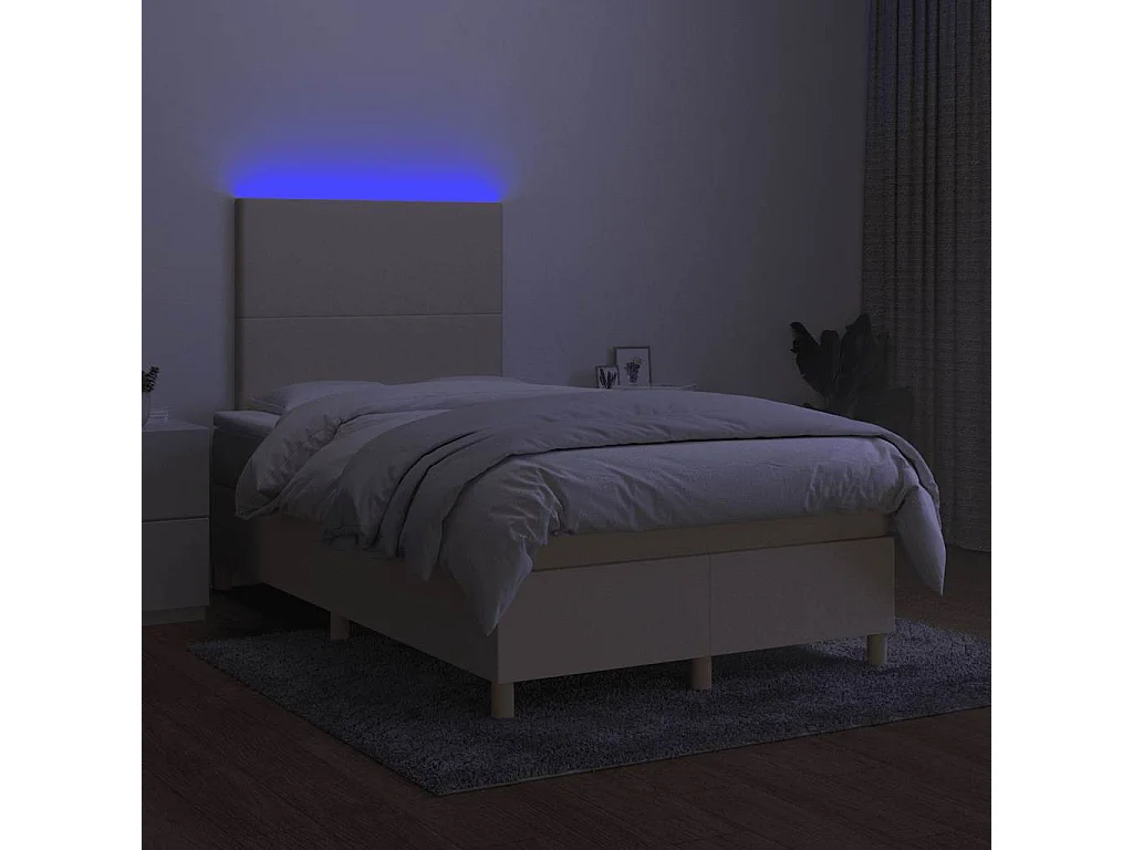 Boxspringbett mit Matratze & LED Creme 120x190 cm Stoff