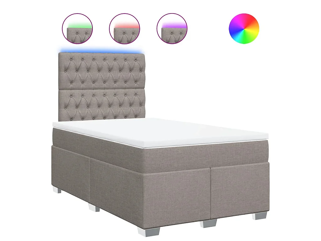 Cama box spring con colchón tela gris taupe 120x200 cm