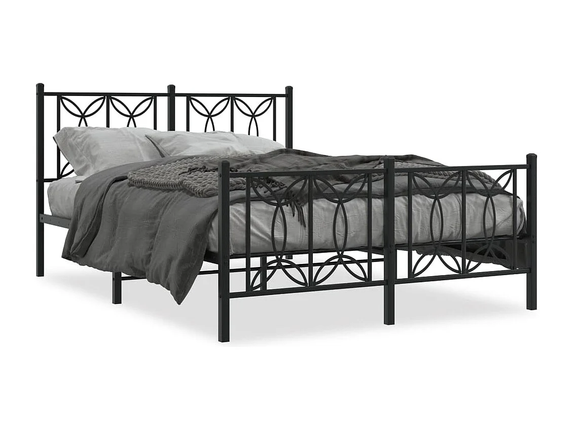 Estrutura de cama com cabeceira e pés 135x190 cm metal preto