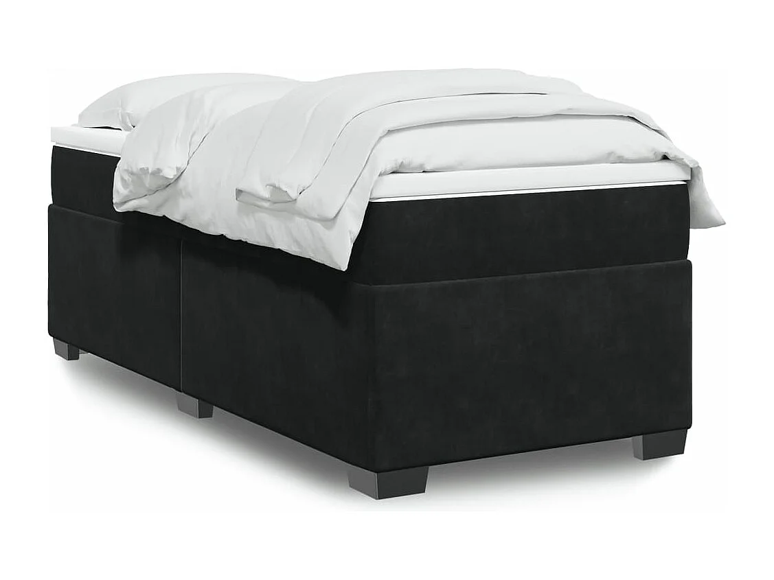 Giroletto a Molle con Materasso Nero 90x200 cm in Velluto