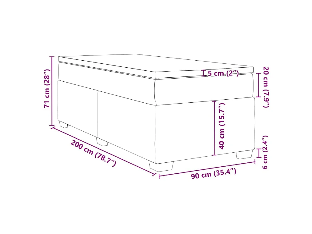Boxspringbett mit Matratze Schwarz 90x200 cm Samt