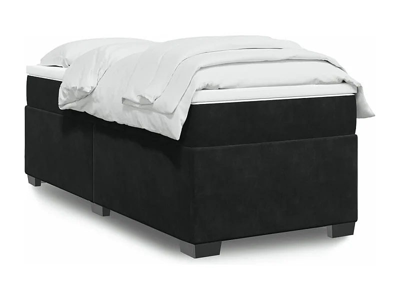 Boxspring met matras fluweel zwart 90x200 cm