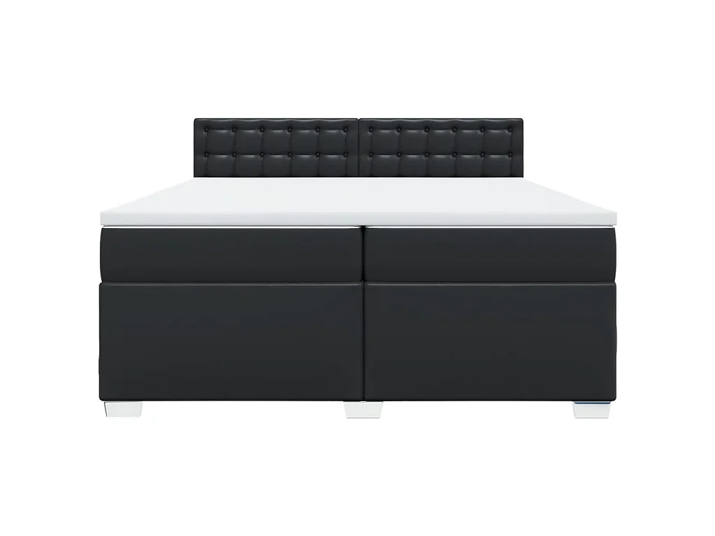 Cama com molas/colchão 200x200 cm couro artificial preto