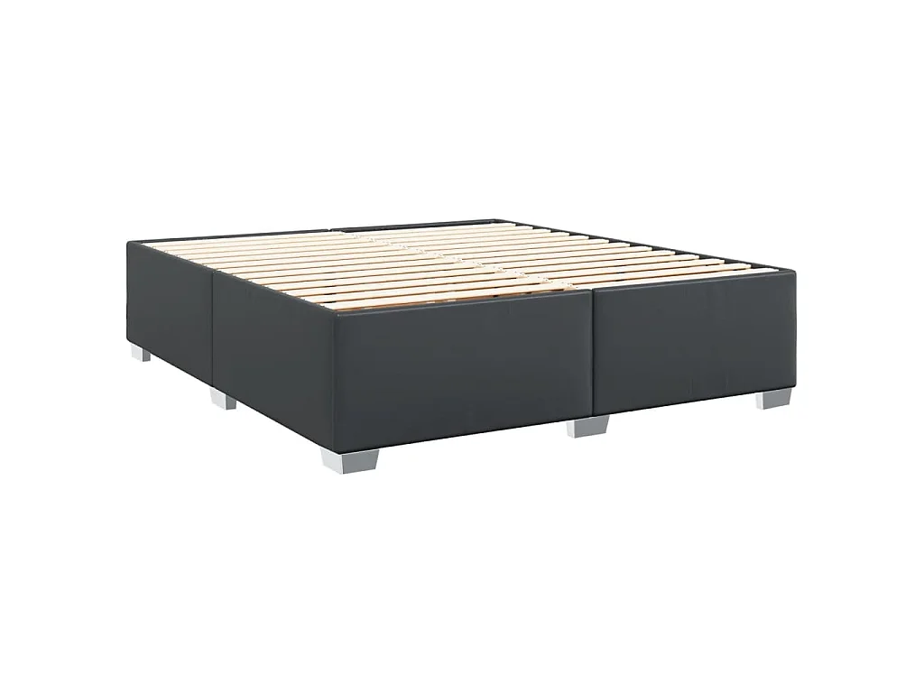 Cama com molas/colchão 200x200 cm couro artificial preto