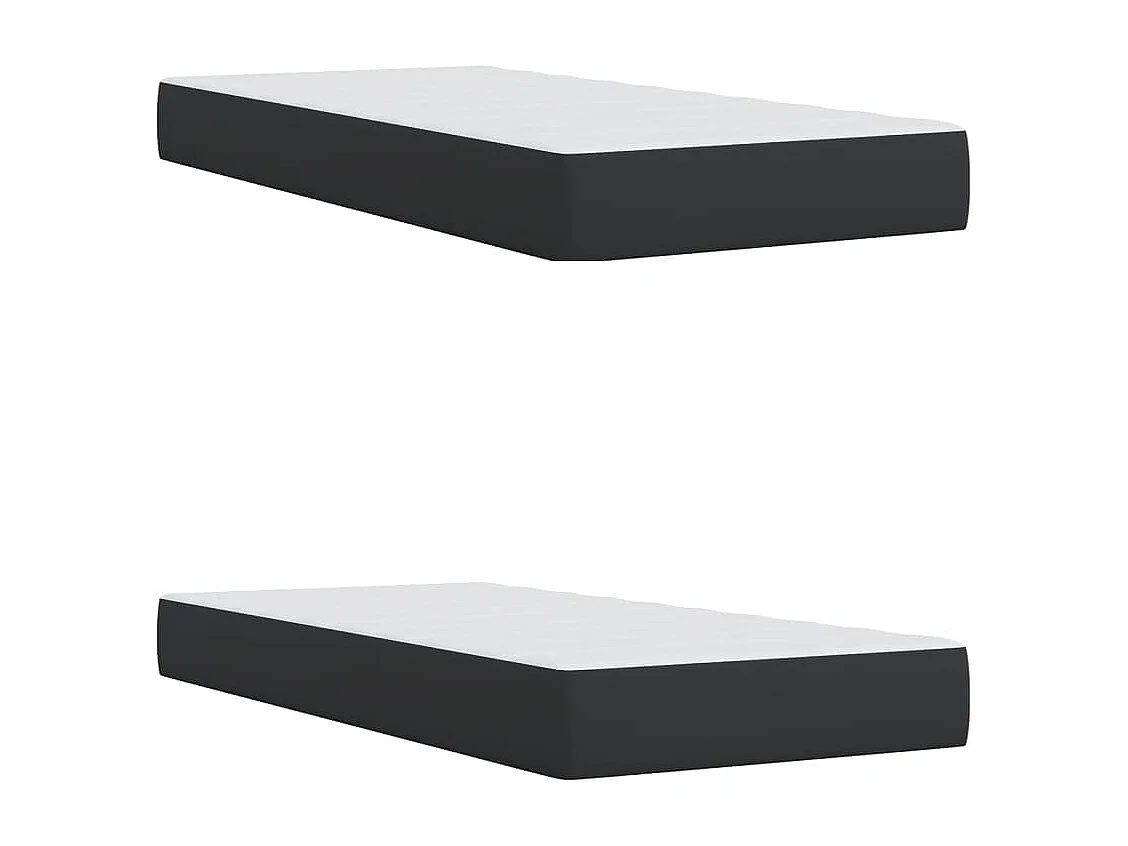 Cama com molas/colchão 200x200 cm couro artificial preto