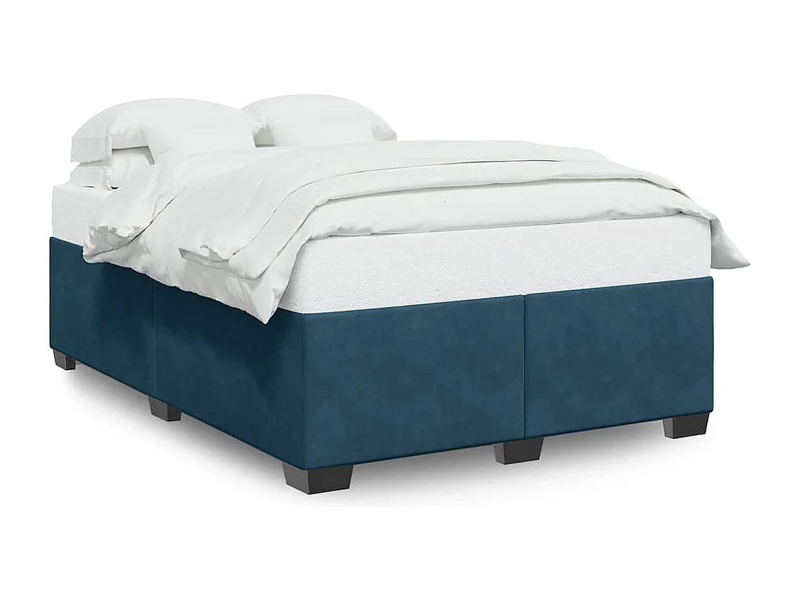 Cadre de lit sans matelas bleu 140x190 cm velours
