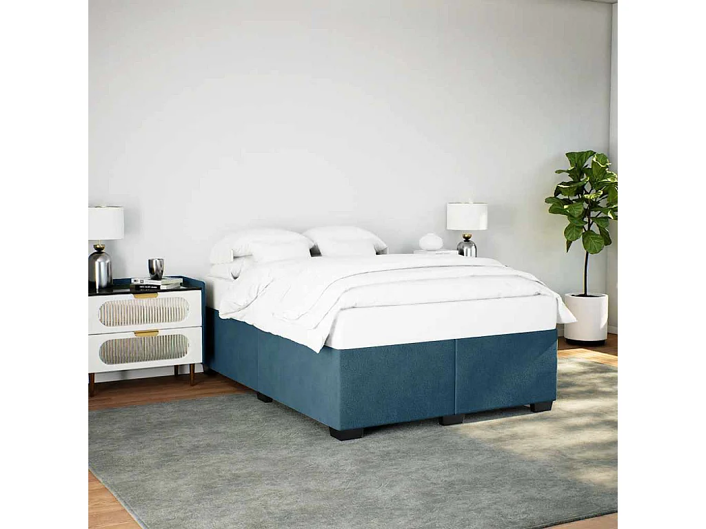 Bedframe fluweel blauw 140x190 cm