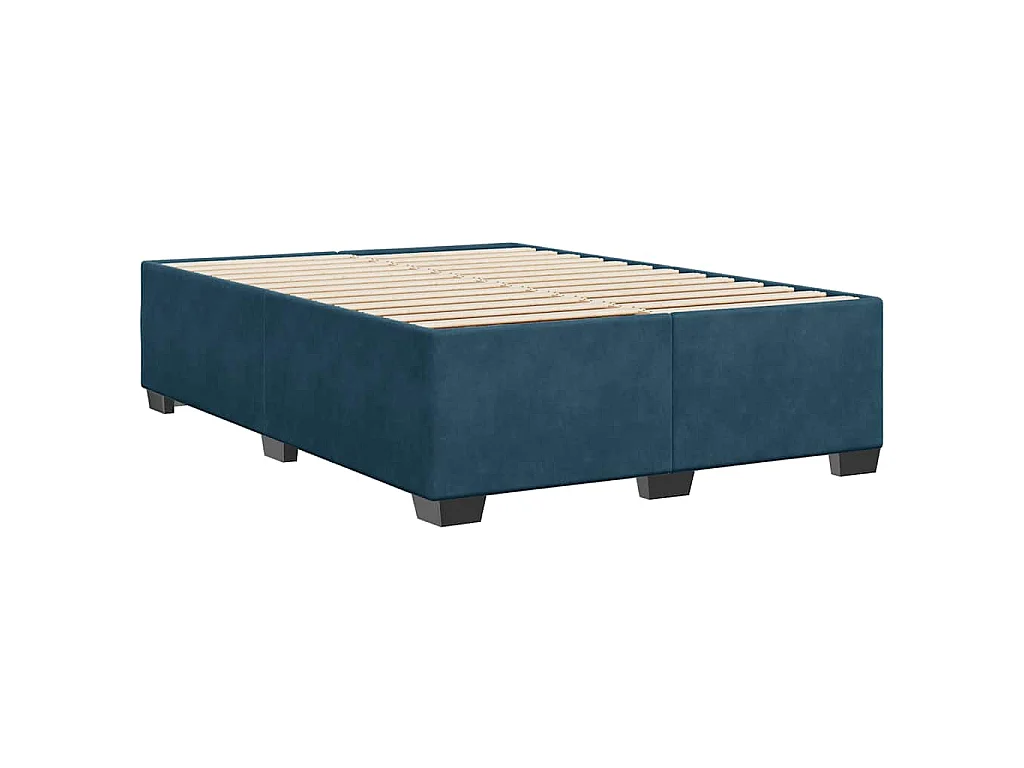 Cadre de lit sans matelas bleu 140x190 cm velours
