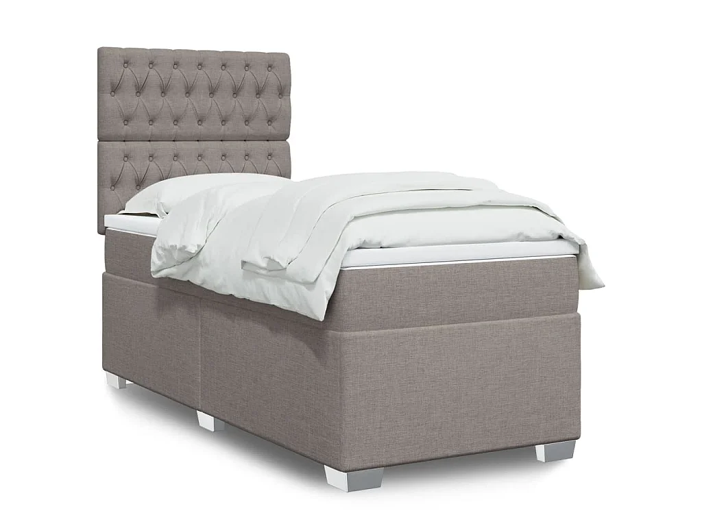 Boxspringbett mit Matratze Taupe 90x190 cm Stoff