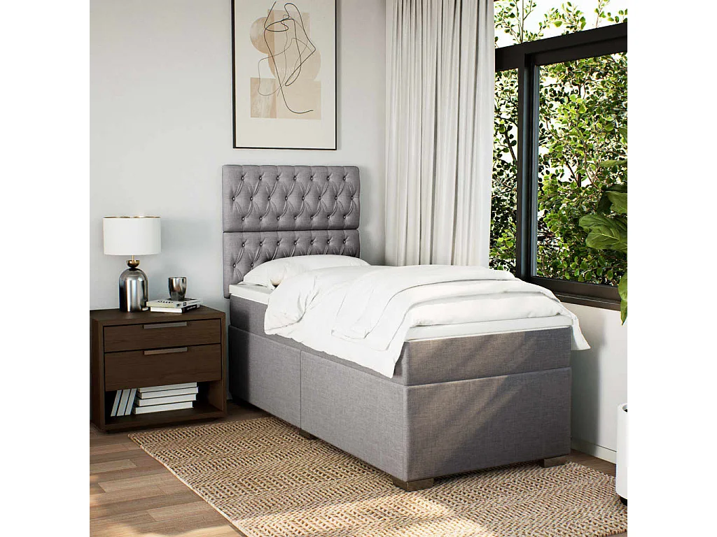 Boxspringbett mit Matratze Taupe 90x190 cm Stoff