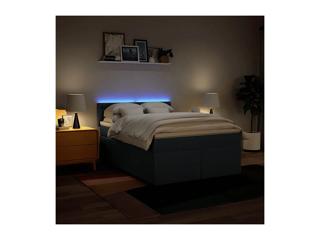 Sommier à lattes de lit avec matelas Bleu 140x200 cm Tissu