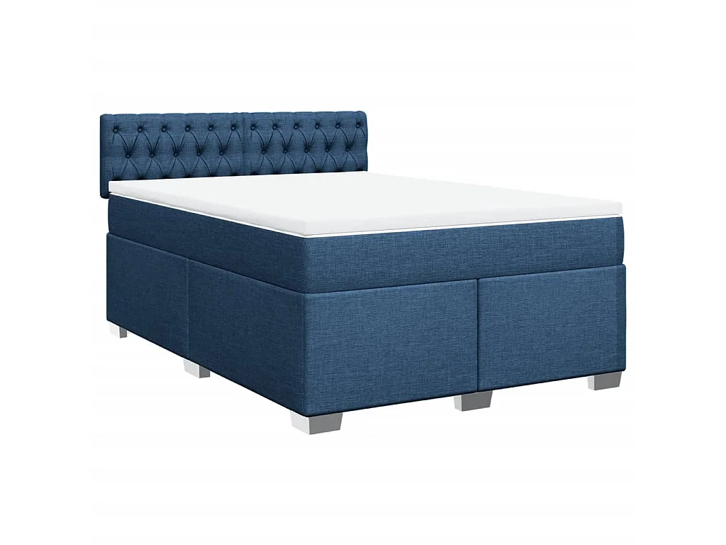 Sommier à lattes de lit avec matelas Bleu 140x200 cm Tissu