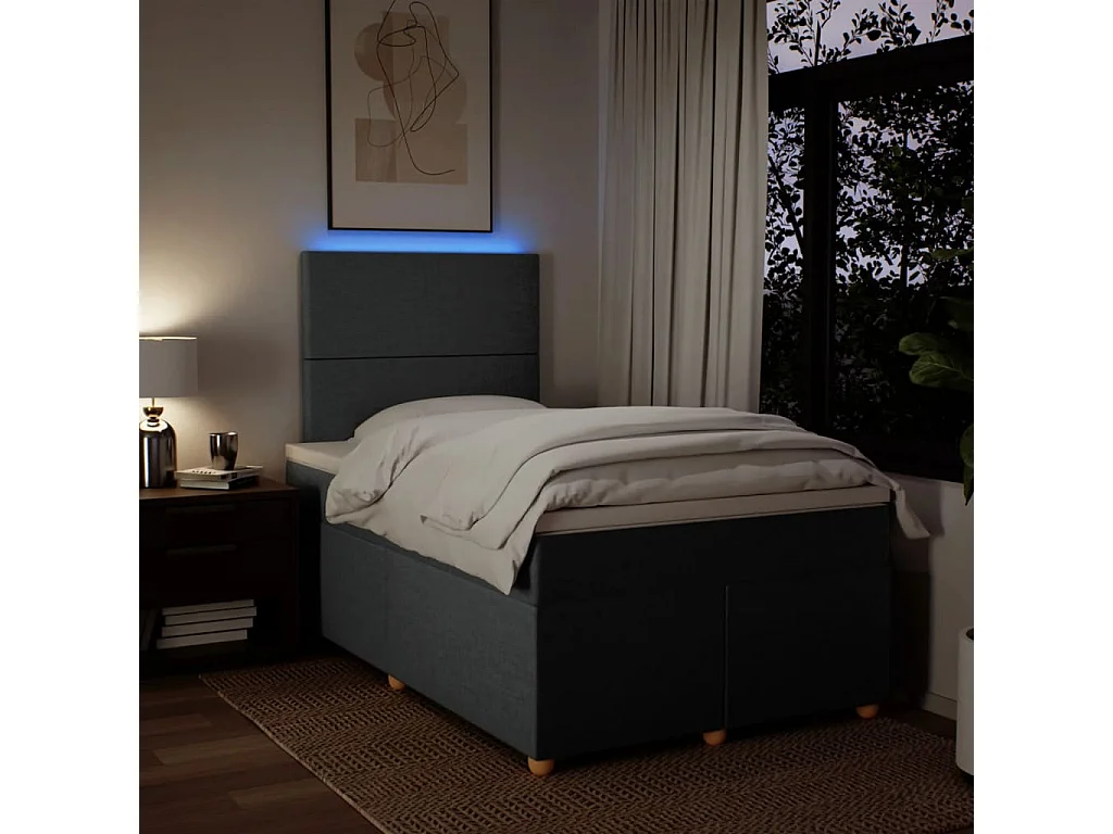 Boxspring met matras stof donkergrijs 120x200 cm