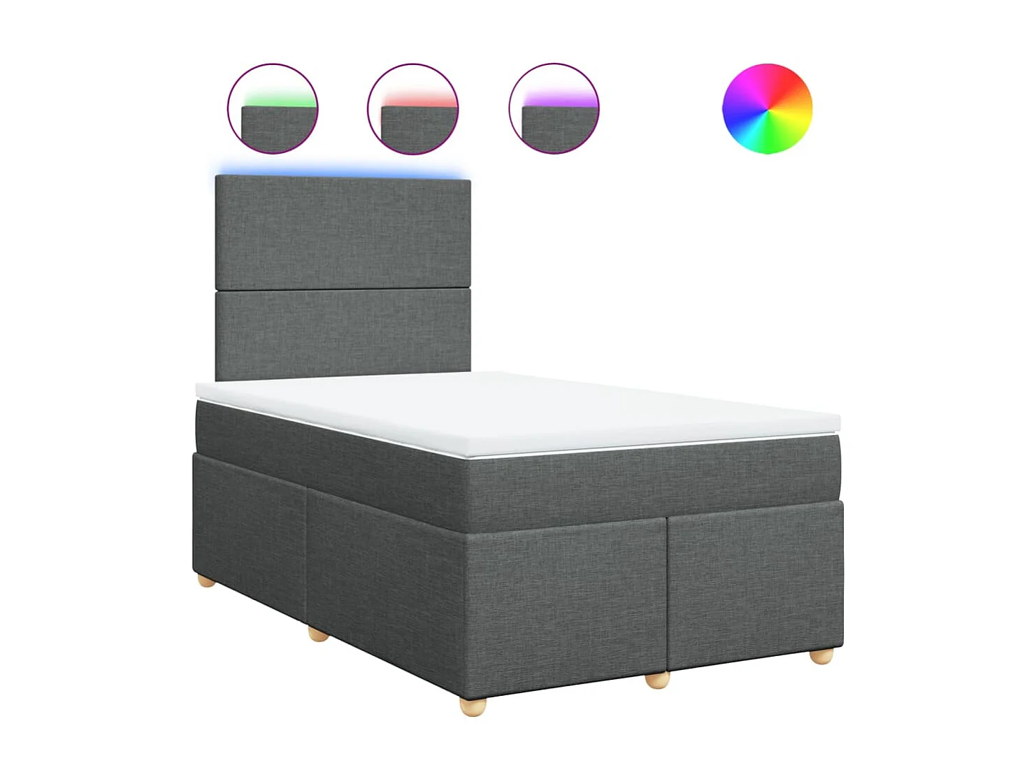 Sommier à lattes de lit avec matelas Gris foncé 120x200cm Tissu