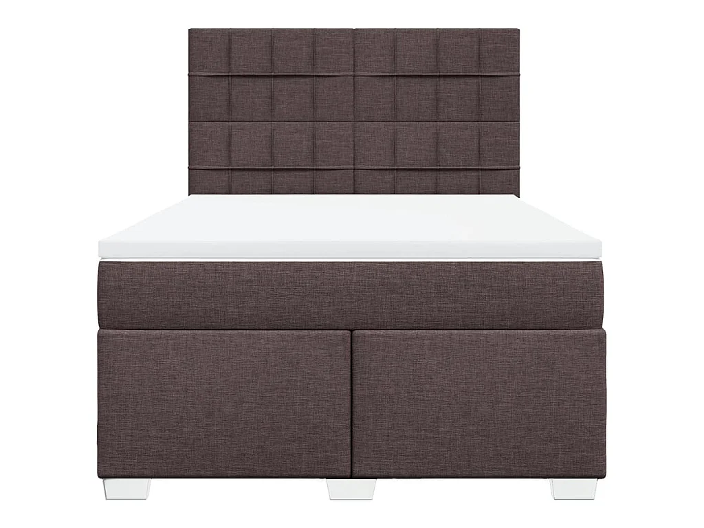 Cama box spring con colchón tela marrón oscuro 140x200 cm